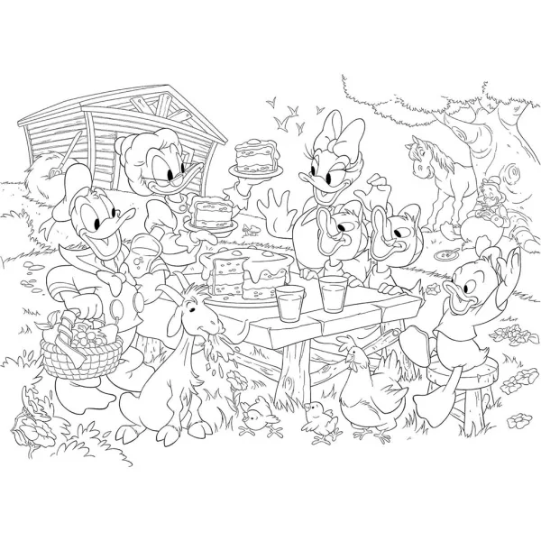 Disney Donald Duckova rodina 2 v 1 maxi 35-dielne puzzle a omaľovánka 70x50 cm – Lisciani obrázok 2