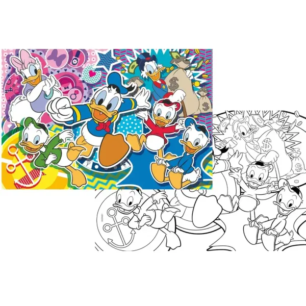 Disney Káčerovo 2 v 1, 108-dielne puzzle a omaľovánka 70x50 cm - Lisciani obrázok 2