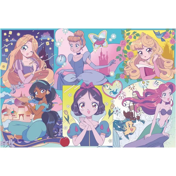 Disney Princezné – Mangová mágia 2 v 1, 250-dielne puzzle a omaľovánka 50x35 cm – Lisciani obrázok 2