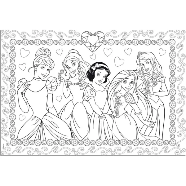 Disney Princezné 2 v 1, 108-dielne puzzle a omaľovánka 50x35 cm – Lisciani obrázok 2