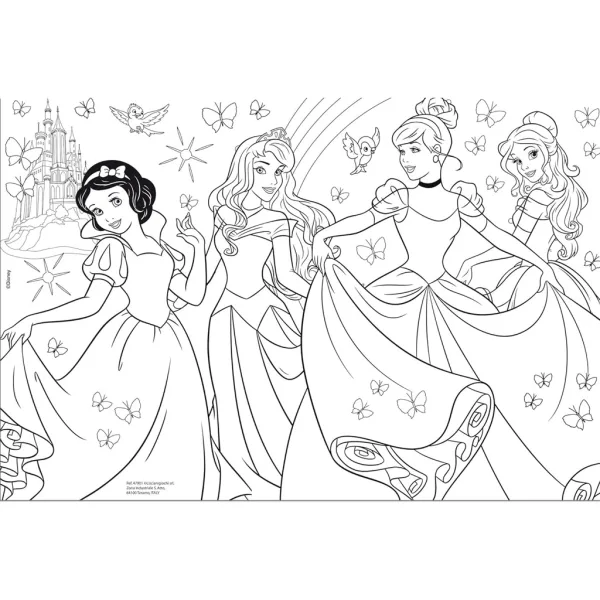 Disney Princezné 2 v 1 60-dielne puzzle a omaľovánka 50x35 cm - Lisciani obrázok 3