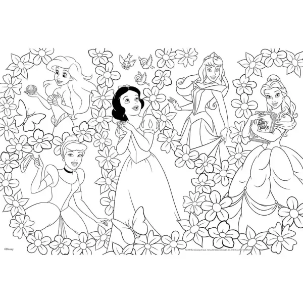 Disney Princezné 2 v 1 maxi 2x60-dielne puzzle a omaľovánka 50x35 cm - Lisciani obrázok 2