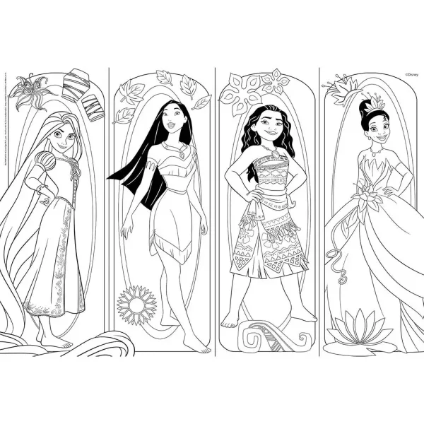 Disney Princezné 2 v 1 maxi 2x60-dielne puzzle a omaľovánka 50x35 cm - Lisciani obrázok 3