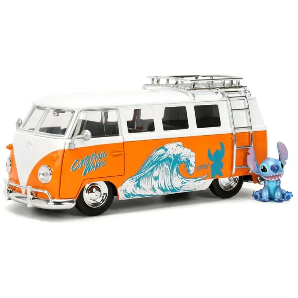 Disney Stitch – 1961 Volkswagen autobus s figúrkou Stitch, model auta 1/24 – Jada Toys obrázok 2