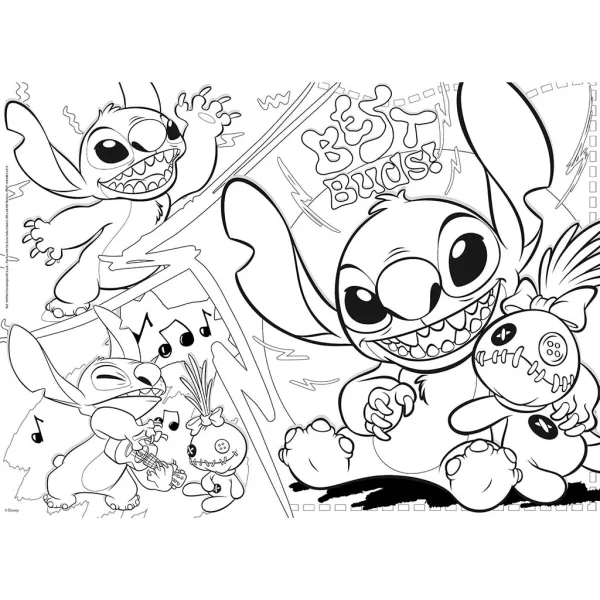Disney Stitch 2 v 1 maxi 24-dielne puzzle a omaľovánka 70x50 cm - Lisciani obrázok 2