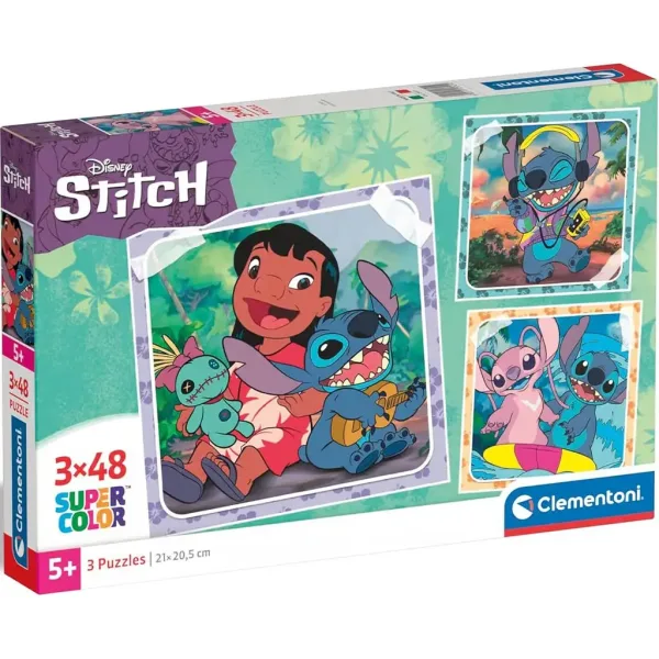 Disney Stitch 3x48 ks Supercolor puzzle - Clementoni