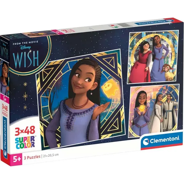 Disney Wish 3x48ks Supercolor puzzle - Clementoni obrázok 1