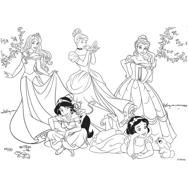 Disney princezné – Kúzlo rozprávkovej záhrady 2 v 1 60-dielne puzzle a omaľovánka 50x35 cm – Lisciani obrázok 3