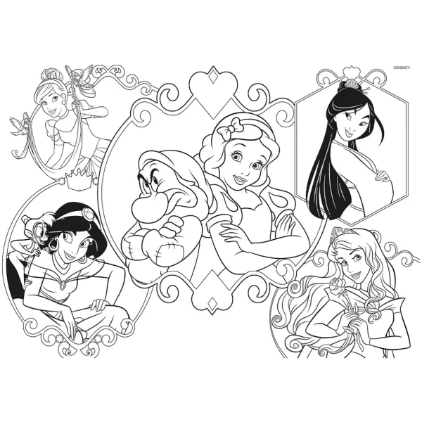 Disney princezné 2 v 1 2x24 ks maxi puzzle a omaľovánka - Lisciani obrázok 4