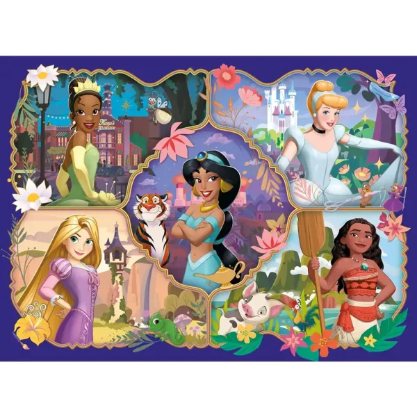Disney princezné a ich zvieratá 2 v 1, 24-dielne Eco mini puzzle a omaľovánka 35x25 cm – Lisciani obrázok 2