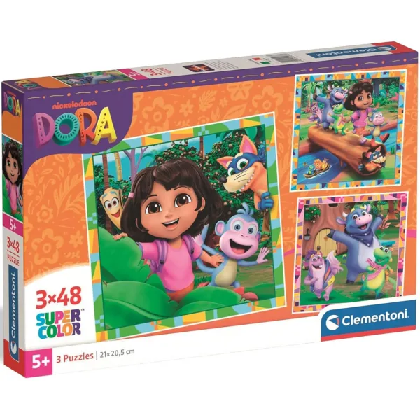 Dora objaviteľka 3x48 ks Supercolor puzzle - Clementoni obrázok 1
