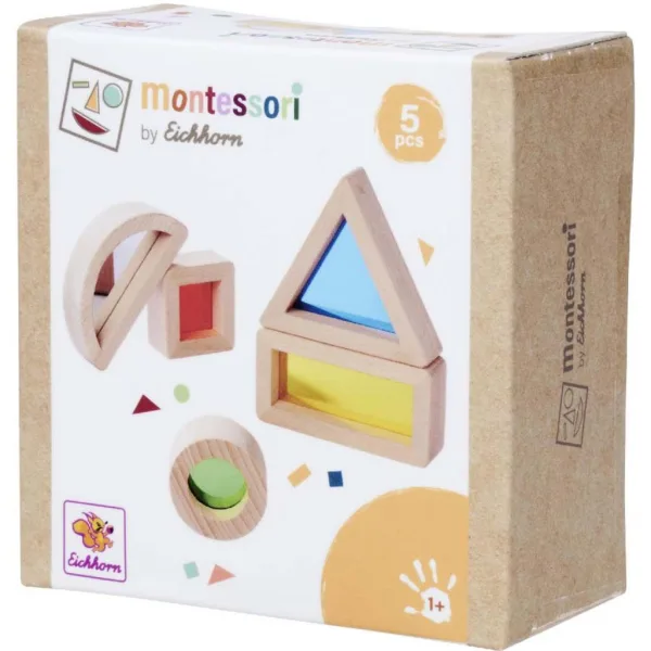 Eichhorn: Drevené Montessori tvary s farebnými okienkami – Senzorická stavebnica - Simba Toys obrázok 1