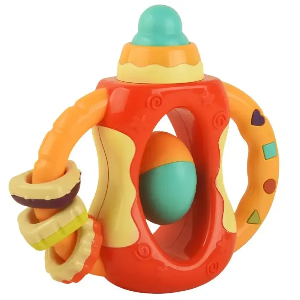 Multifunkčná detská hrkálka v tvare dojčenskej fľaše 15x16cm obrázok 2
