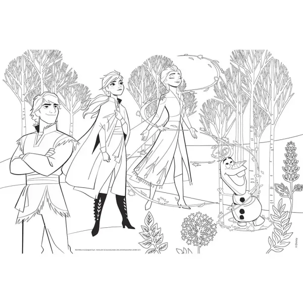 Frozen 2 v 1 maxi 2x60-dielne puzzle a omaľovánka 50x35 cm – Lisciani obrázok 2