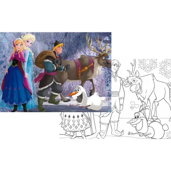 Frozen tím 2 v 1, puzzle so 108 dielikmi a omaľovánka 70x50 cm - Lisciani obrázok 2