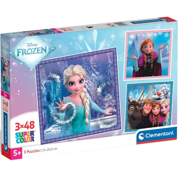 Frozen veselé okamihy 3x48-dielne Supercolor puzzle - Clementoni obrázok 1