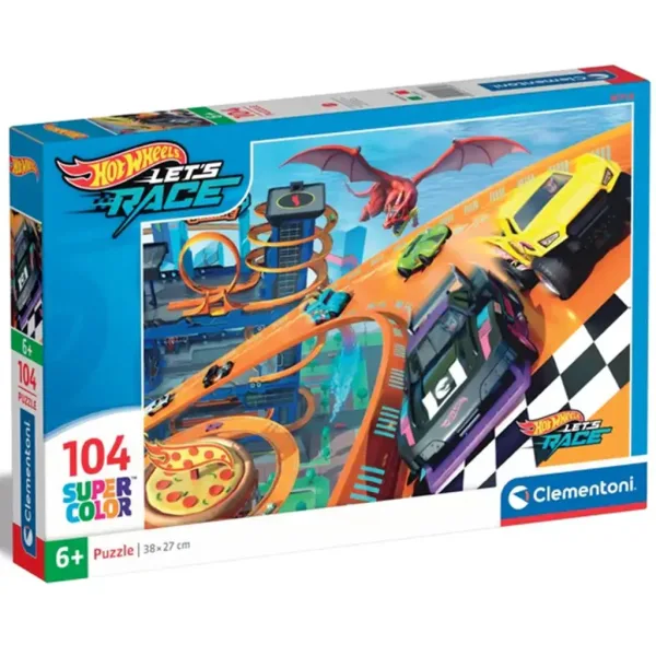 Hot Wheels pretekárske 104-dielne supercolor puzzle - Clementoni obrázok 1