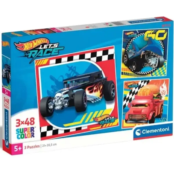 Hotwheels 3x48 ks Supercolor puzzle - Clementoni obrázok 1