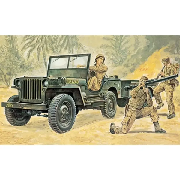 Italeri 1/35 Willys MB vojenský Jeep s prívesom model vozidla obrázok 7