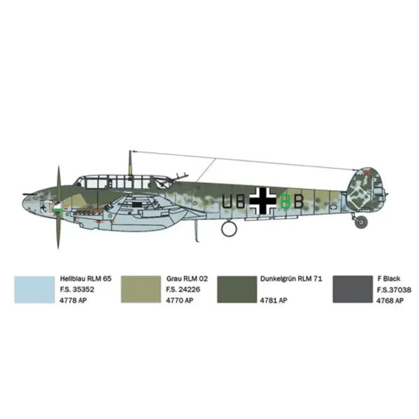 Italeri 1/72 Bf 110 C Zerstörer stíhacie lietadlo model obrázok 3