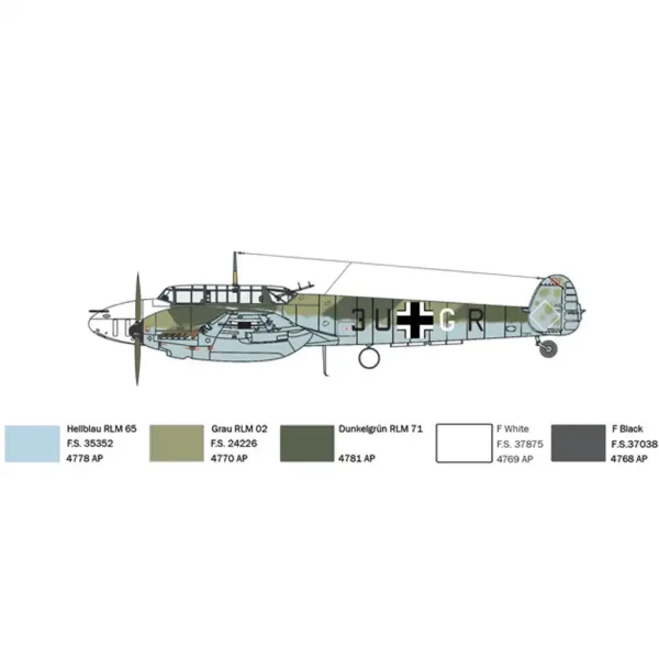 Italeri 1/72 Bf 110 C Zerstörer stíhacie lietadlo model obrázok 5
