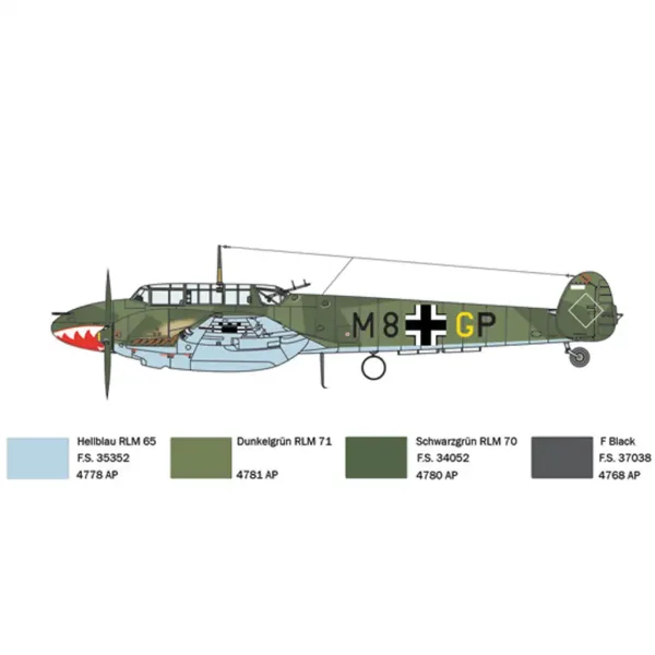 Italeri 1/72 Bf 110 C Zerstörer stíhacie lietadlo model obrázok 6