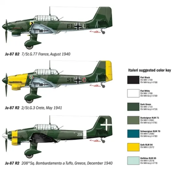 Italeri 1/72 Ju-87 B2/R2 Stuka strmhlavý bombardér model lietadla obrázok 3