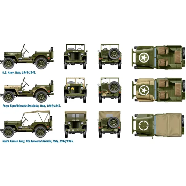 Italeri 1/72 Willys Jeep 1/4 ton 4x4 vojenské vozidlá 2-dielna modelová súprava obrázok 3