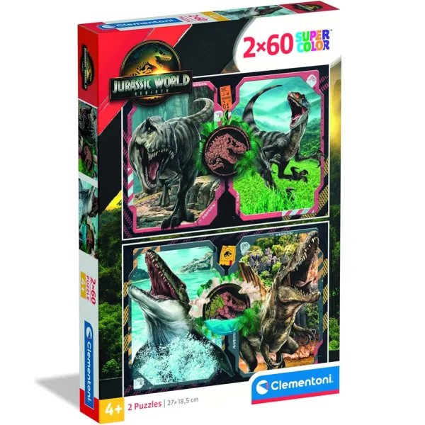 Jurassic World znovuzrodenie 2x60ks Supercolor puzzle - Clementoni