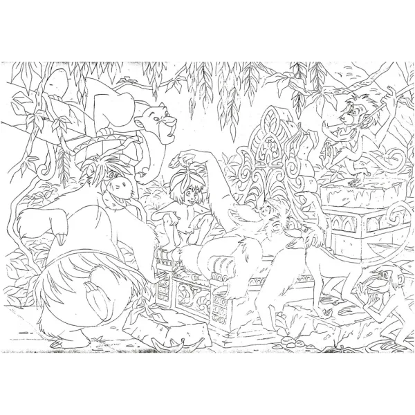 Kniha džungle 2 v 1, 108-dielne puzzle a omaľovánka 50x35 cm - Lisciani obrázok 3