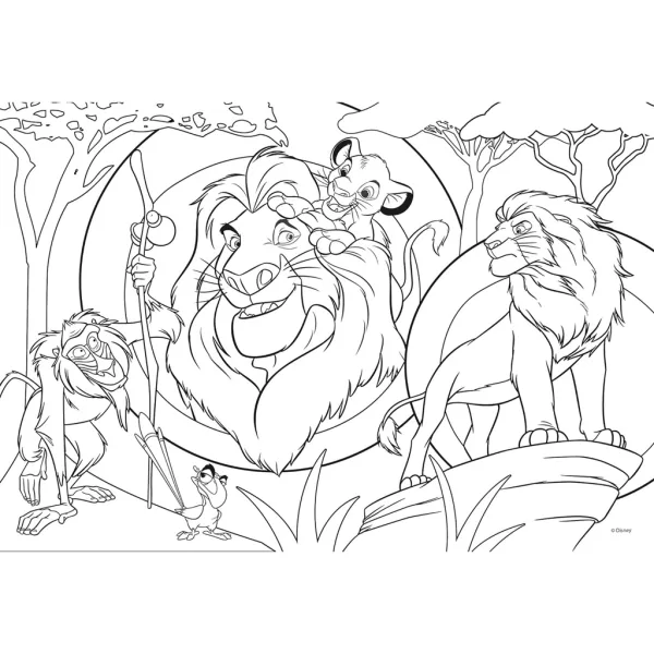 Leví kráľ 2 v 1 24-dielne Eco maxi puzzle a omaľovánka 70x50 cm – Lisciani obrázok 3