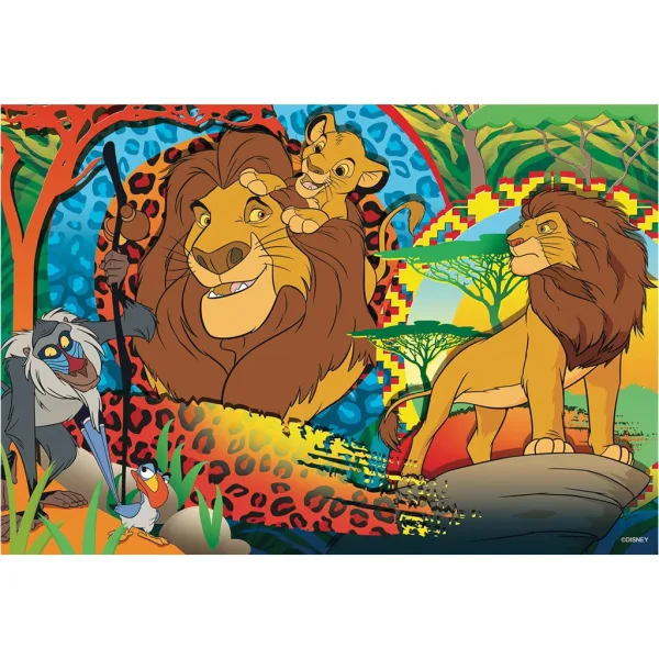 Leví kráľ 2 v 1, 24-dielne puzzle a omaľovánka 50x35 cm - Lisciani obrázok 2