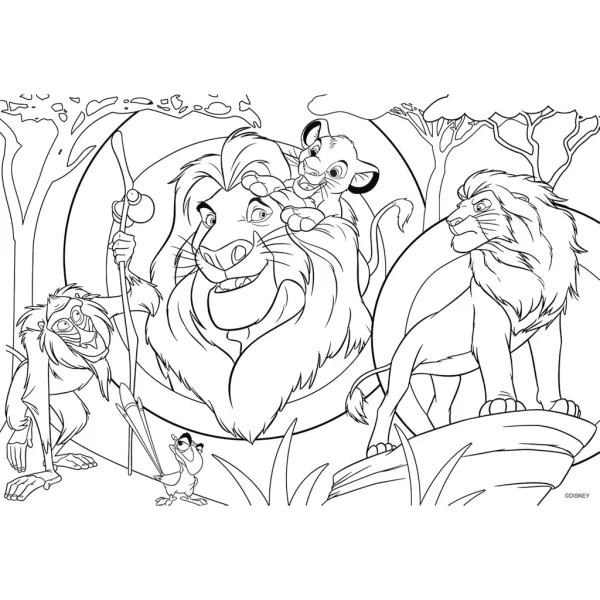 Leví kráľ 2 v 1, 24-dielne puzzle a omaľovánka 50x35 cm - Lisciani obrázok 3