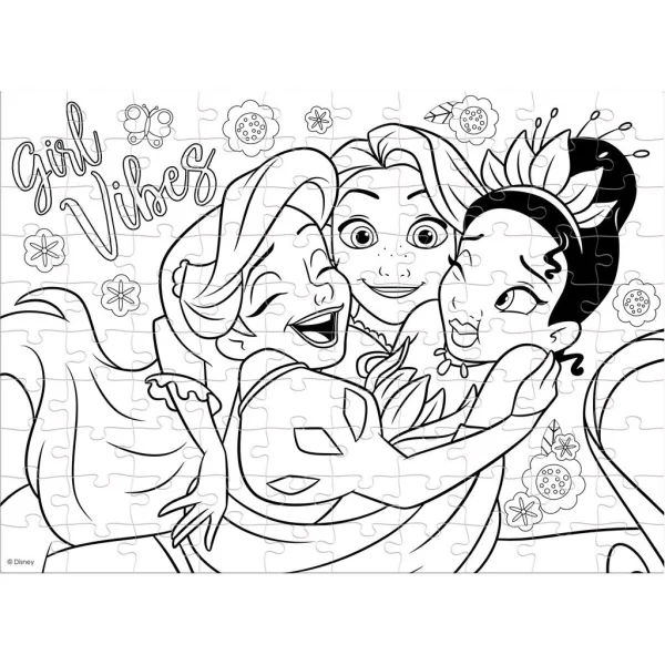 Luna: Disney princezné 2 v 1, 100-dielne omaľovánky puzzle obrázok 3