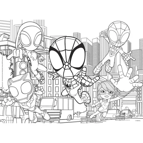 Marvel Spidey 2 v 1, 24-dielne puzzle a omaľovánka 35x25 cm - Lisciani obrázok 2
