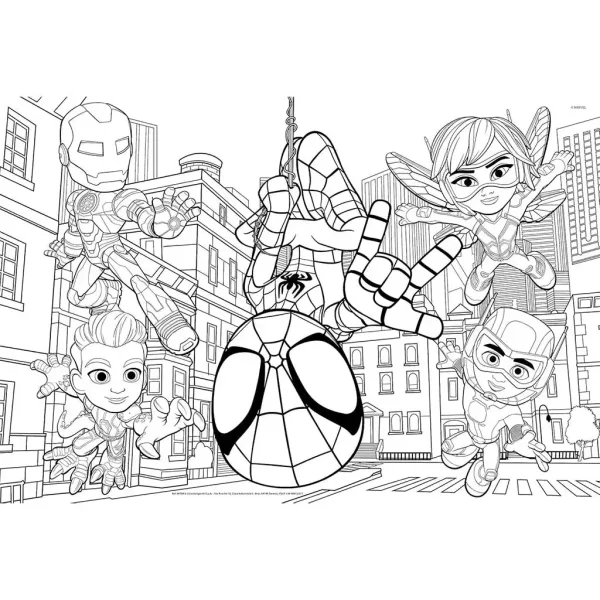 Marvel Spidey 2 v 1 maxi 2x24dielne puzzle a omaľovánka 50x35cm - Lisciani obrázok 3
