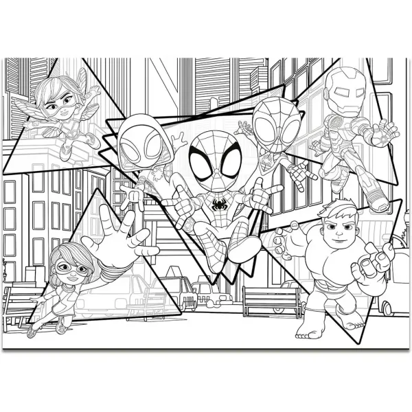 Marvel Spidey 2 v 1 maxi 4x48-dielne puzzle a omaľovánka 35x25 cm - Lisciani obrázok 4