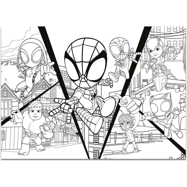 Marvel Spidey 2 v 1 maxi 4x48-dielne puzzle a omaľovánka 35x25 cm - Lisciani obrázok 5
