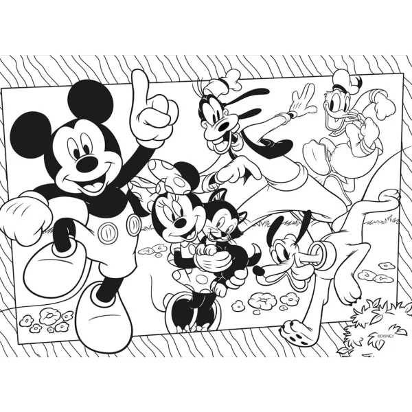 Mickey Mouse a priatelia 2 v 1 60-dielne Eco puzzle a omaľovánka 70x50 cm - Lisciani obrázok 3