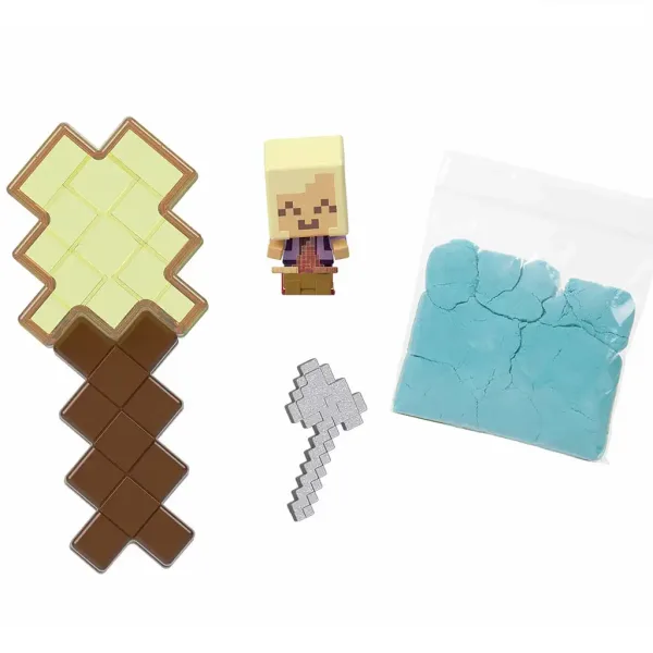 Minecraft: Odhaľte minifigúrku Zlatovlasého námorníka v úložnom priestore v tvare žltého meča - Mattel obrázok 6