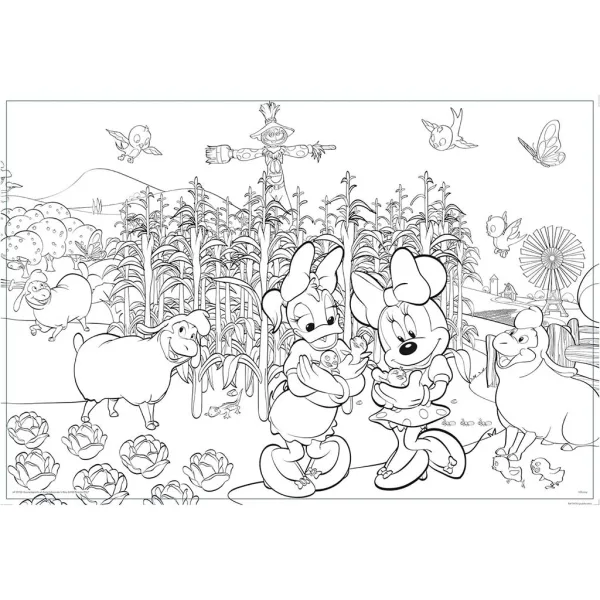 Minnie myška 2 v 1 maxi 150-dielne puzzle a omaľovánka 70x50 cm - Lisciani obrázok 2