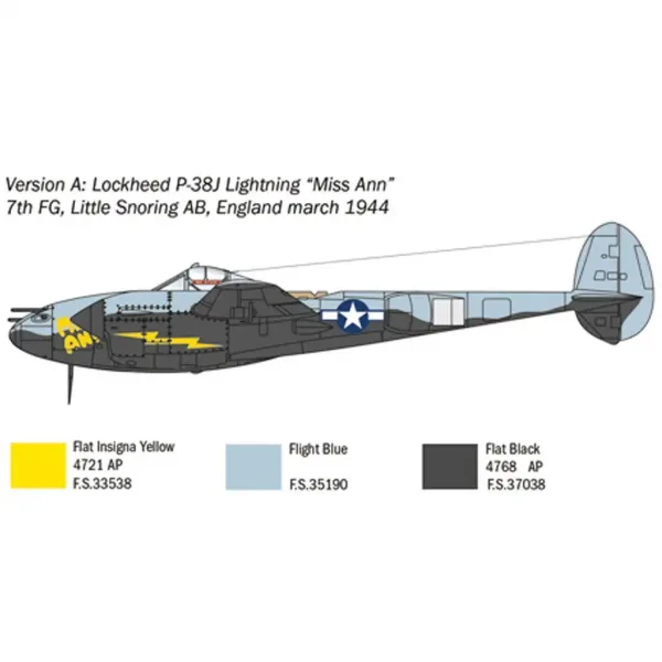 Model lietadla Italeri 1/72 P-38J Lightning obrázok 3
