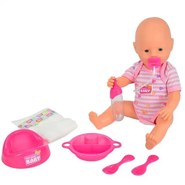 New Born Baby bábika, ktorá močí, s príslušenstvom 38 cm - Simba Toys obrázok 2