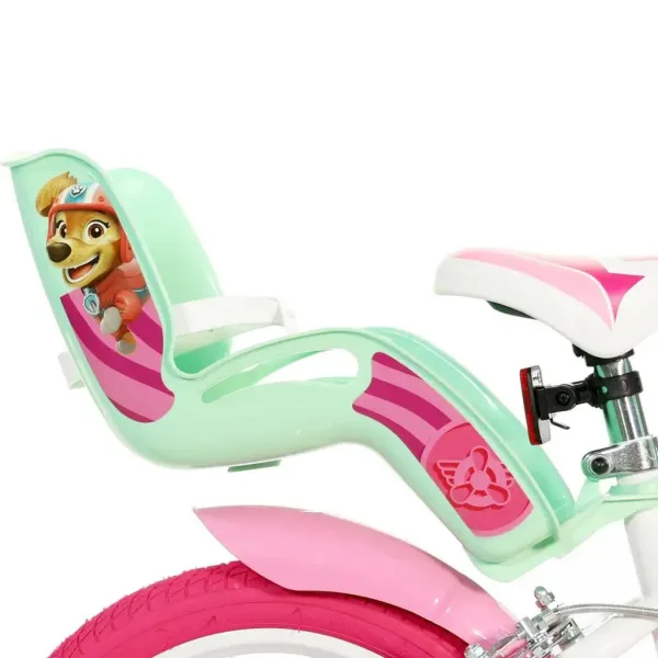 Paw Patrol Skye 14” detský bicykel s košíkom a sedačkou pre bábiku v ružovo-mentolovej farbe – bicykel Dino Bikes obrázok 2