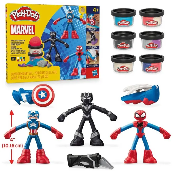 Play-Doh: Marvel Hrdinské dobrodružstvá – plastelínová súprava so 3 figúrkami - Hasbro obrázok 2