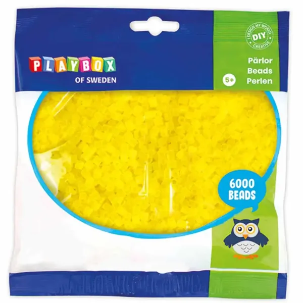 PlayBox: 5mm MIDI priehľadné žehliace korálky v citrónovo žltej farbe, balenie 6000 ks. obrázok 1