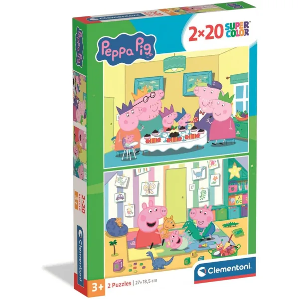 Prasiatko Peppa 2×20-dielne Supercolor puzzle - Clementoni obrázok 1