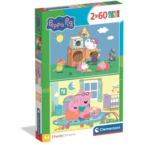 Prasiatko Peppa 2×60-dielne Supercolor puzzle - Clementoni obrázok 1
