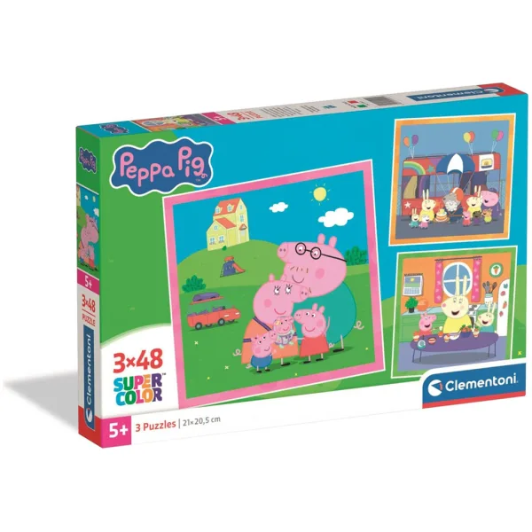 Prasiatko Peppa 3×48 dielikov Super Color puzzle - Clementoni obrázok 1