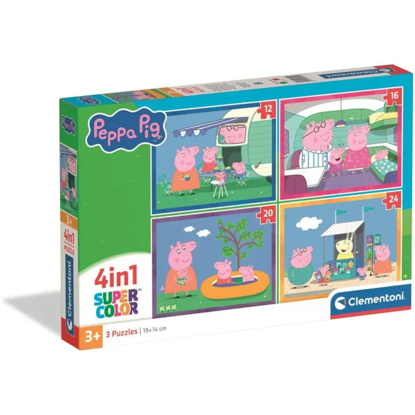 Prasiatko Peppa 4 v 1 Supercolor puzzle - Clementoni obrázok 1